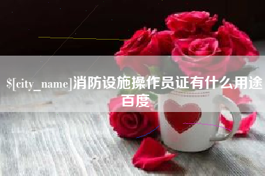 菏泽消防设施操作员证有什么用途百度